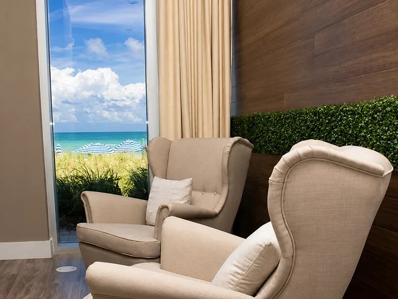Relaxation lounge facing the ocean, HEED Spa Hallandale Beach