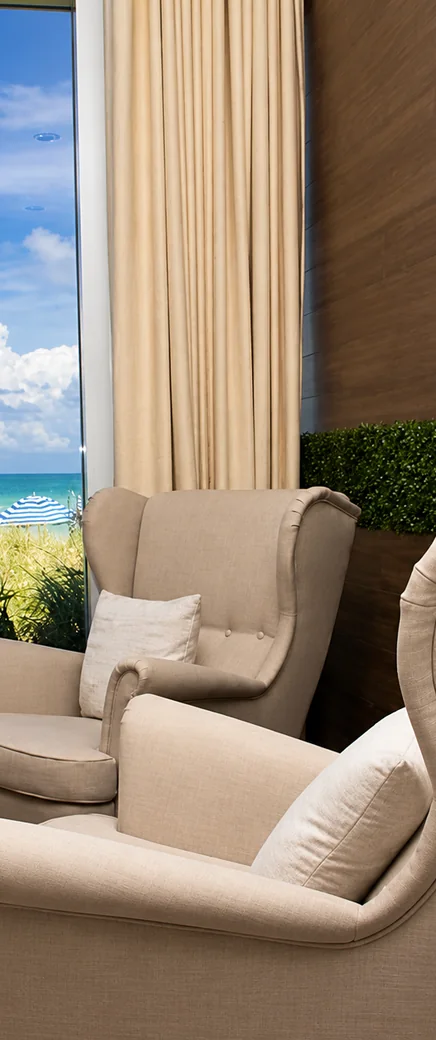 Relaxation lounge facing the ocean, HEED Spa Hallandale Beach
